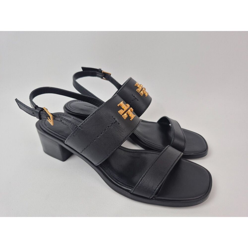 Tory Burch Women's Black Leather Eleanor Slingback Sandals Size 9 M